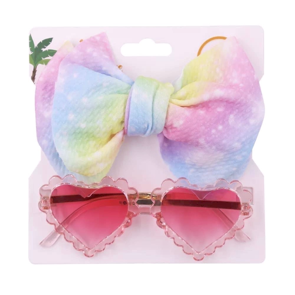 NEW! Toddler Baby Girl Heart Sunnies w Matching Bow
